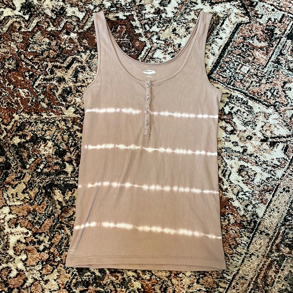 cute mauve and white bleach striped tank top